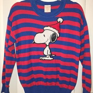 Peanuts Red and Blue Crewneck Sweater Striped Classic